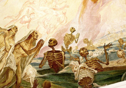 Detail from the fresco of the Last  Judgement above the nordthern