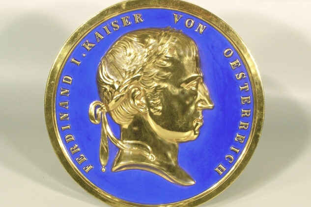 Líc zlaté medaile z vídeňské průmyslové výstavy v roce 1839